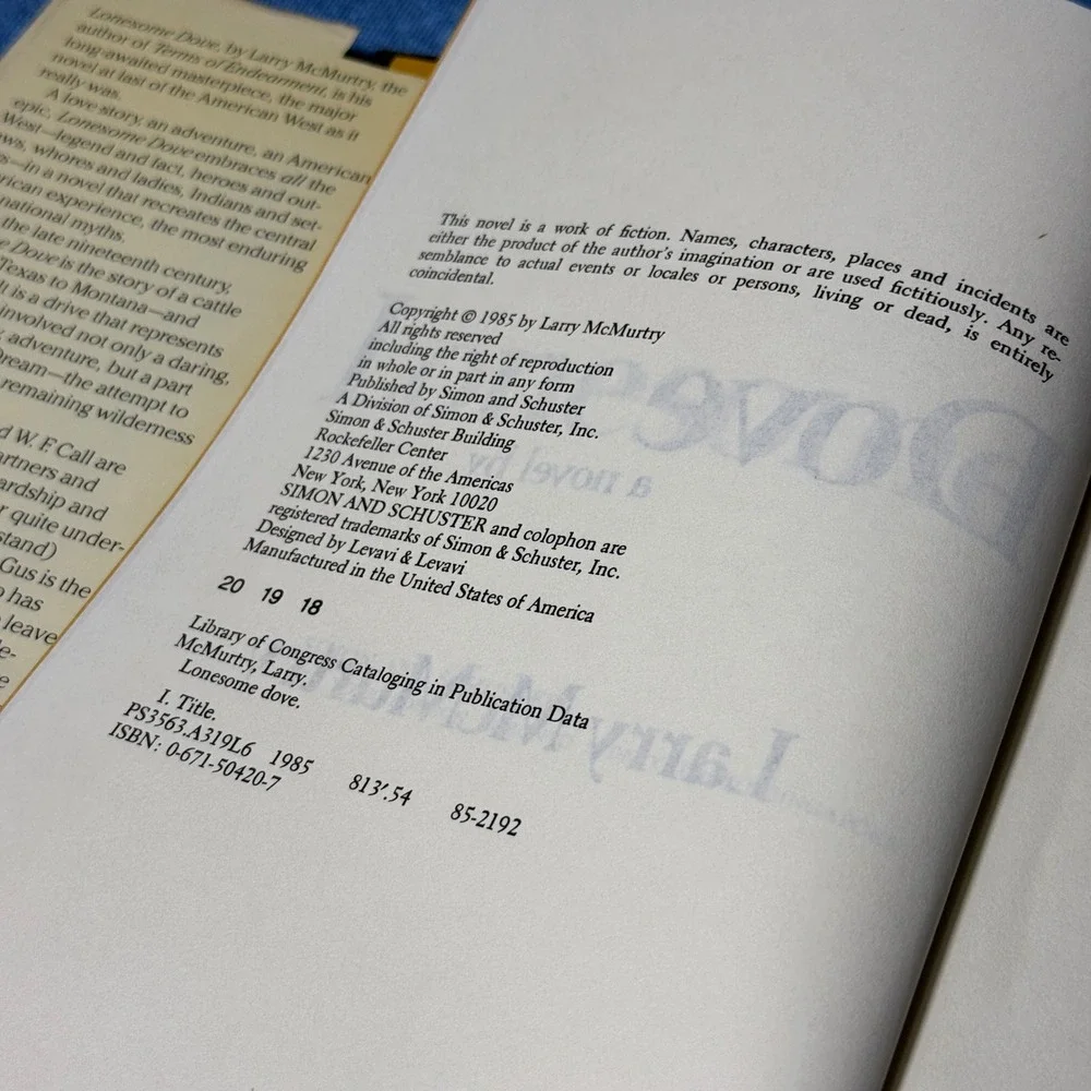 Vintage 1985 Lonesome Dove Larry McMurtry 18th Printing HC DJ Page 621 Typo